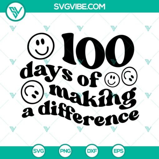 100 days of making a difference svg smiley face 100 days of school svg png dxf eps 9 mockup