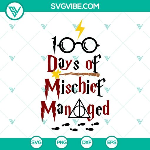 100 days of mischief managed svg 100 days of school harry potter svg png dxf eps 1 mockup