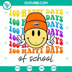 School, SVG Files, 100 Days Of School Smiley Face SVG Image, Smiley Face With 2