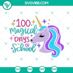 School, SVG Files, 100 Magical Days Of School SVG File, Unicorn School SVG 11