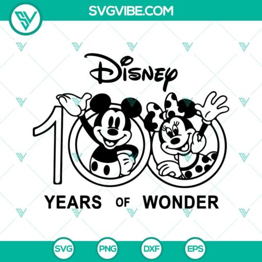 100 years of wonder mickey minnie svg disneyland 100th anniversary svg disneyworld svg png dxf eps 3 mockup