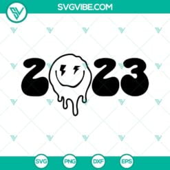 Happy New Year, SVG Files, 2023 Smiley Face SVG Download, 2023 SVG Images, 20