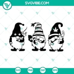 Cannabis, SVG Files, 3 Gnomes Smoking Weed SVG Images, Gnomes Smoking Joint SVG 2