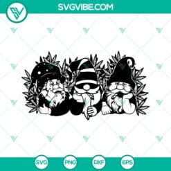 Cannabis, SVG Files, 3 Gnomes Smoking Weed SVG Images, High Marijuana Stencil 2