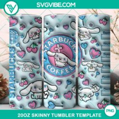 Cute 3D Cinnamoroll Starbucks coffee 20oz tumbler wrap design in PNG file format.
