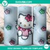 3D Hello Kitty theme on 20oz tumbler wrap PNG file for printing merchandise, cute and colorful design.