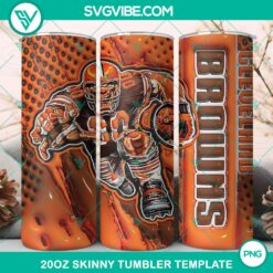 3D Mascot Cleveland Browns Football 20oz Tumbler Wrap PNG File