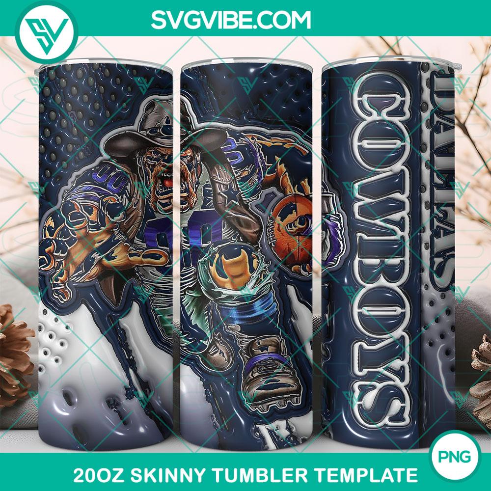 3D Mascot Dallas Cowboys Football 20oz Tumbler Wrap PNG File 3D Dallas Cowboys football mascot tumbler wrap design in 20oz size, PNG file. Perfect for sports fans.