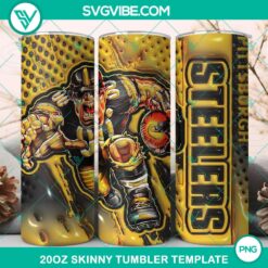 3D Mascot Pittsburgh Steelers Football 20oz Tumbler Wrap PNG File