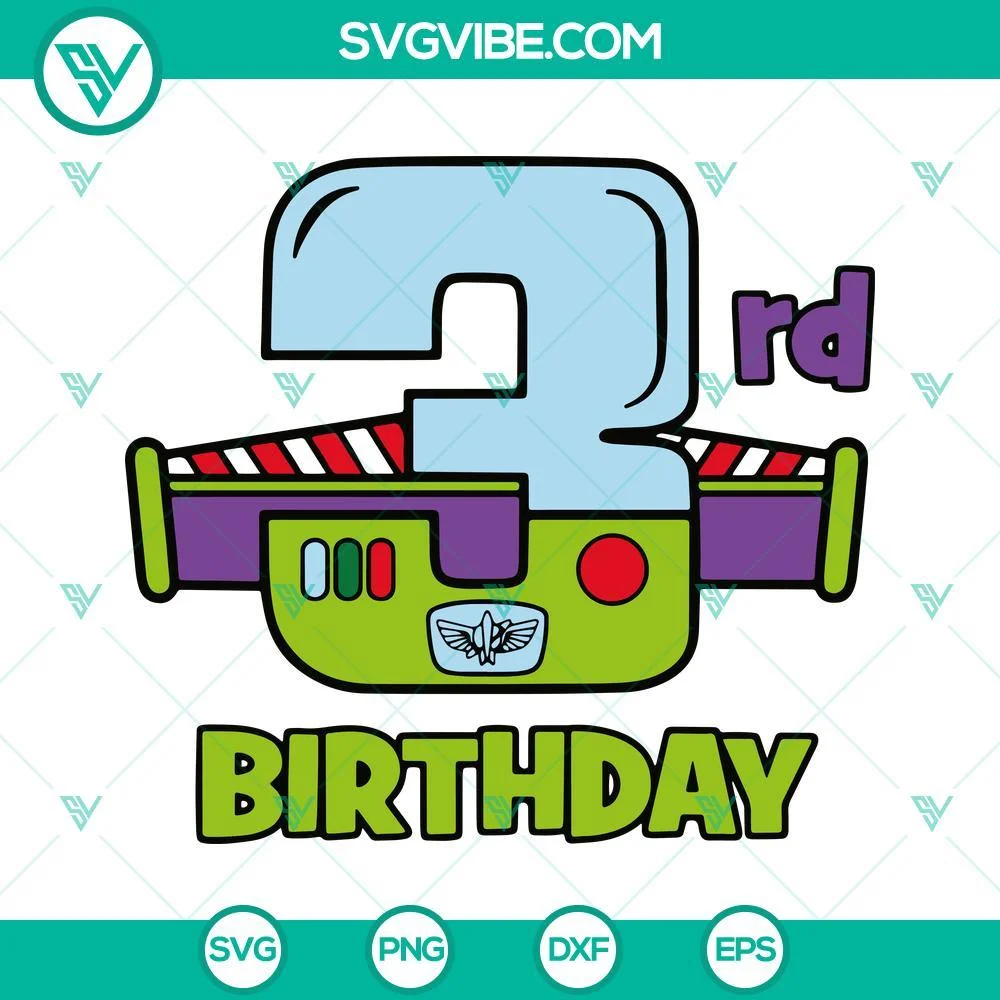 Birthday, Disney, SVG Files, 3rd Birthday Buzz Lightyear SVG Download, Three 1