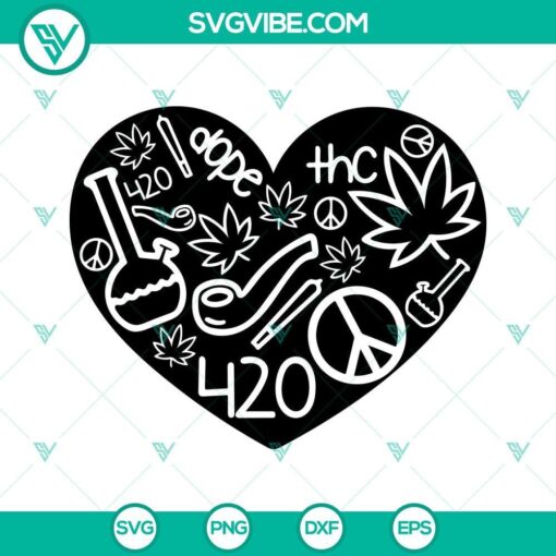 420 heart svg cannabis svg weed love svg cute marijuana svg png dxf eps 8 mockup