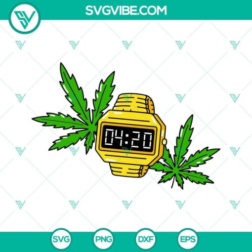 420 time gold watch svg marijuana leaf svg cannabis svg happy 420 day svg png dxf eps 9 mockup