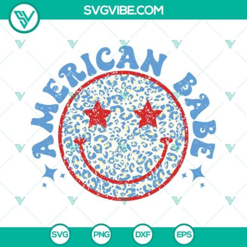 4th of july american babe svg 4th of july svg happy face svg leopard print svg groovy smiley face svg 1 mockup