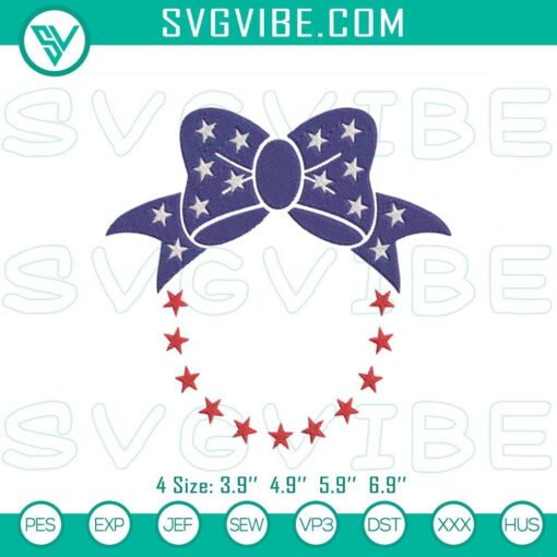 4th of july minnie bow embroidery designs cute usa patriotic machine embroidery files mockup