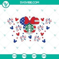 4th Of July, Starbucks Cup Wrap, SVG Files, 4th Of July Minnie Ears Full Wrap 3