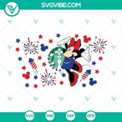 4th Of July, Starbucks Cup Wrap, SVG Files, 4th Of July Minnie Mouse Starbucks 4