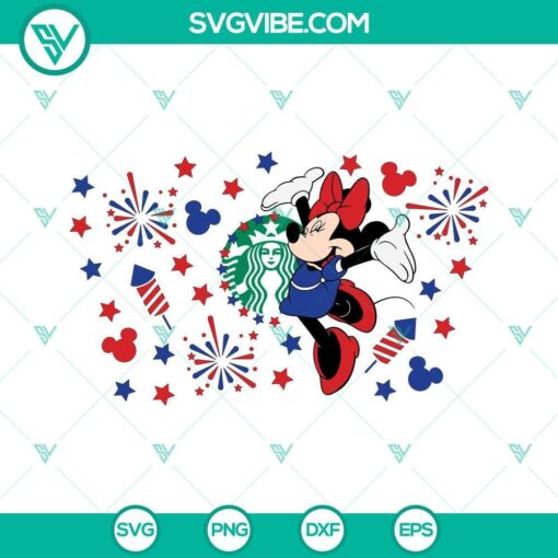 4th of july minnie mouse starbucks svg fireworks 4th of july starbucks cup full wrap svg 7 mockup