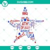 4th of July star shaped words SVG download, America and USA stars design for Independence Day celebrations.