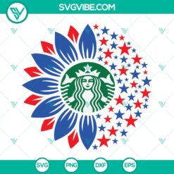 4th Of July, Starbucks Cup Wrap, SVG Files, 4th Of July Sunflower Star 7