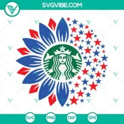 4th Of July, Starbucks Cup Wrap, SVG Files, 4th Of July Sunflower Star 2