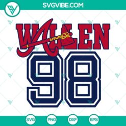 Musics, SVG Files, 98 Braves Morgan Wallen SVG Download PNG DXF EPS Cricut 24