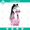 October We Wear Pink SVG with African American girl and afro hair, breast cancer awareness design.