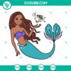 African American Little Mermaid SVG file with 2023 design for crafts and projects. Great for diverse mermaid themed creations.