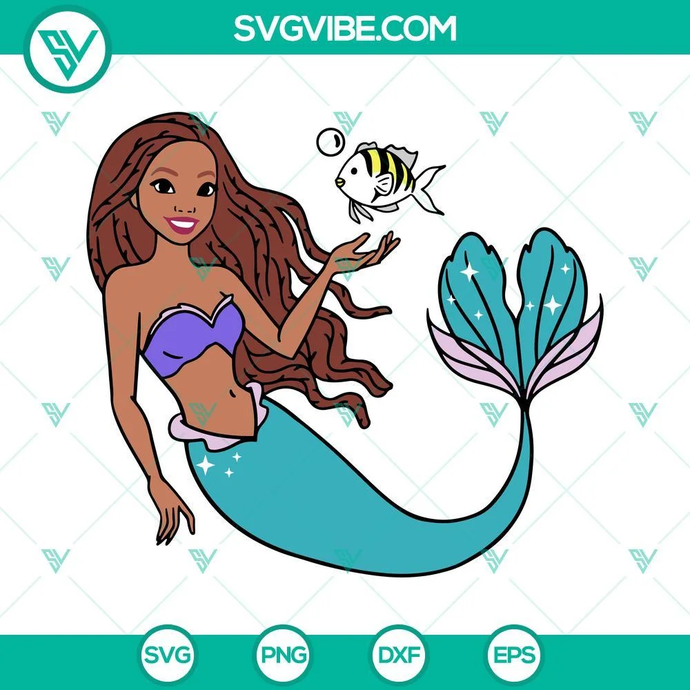 African American, Disney, Movies, SVG Files, African American Little Mermaid 1