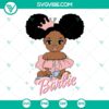 Afro baby girl Barbie SVG images, African American Barbie baby girl SVG files for crafting and design projects.