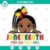 Juneteenth SVG design featuring Afro Girl celebrating freedom since 1865, perfect for digital projects.