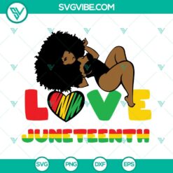 Juneteenth, SVG Files, Afro Girl Love Juneteenth SVG Image, Afro Woman 14