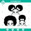 Afro girl SVG bundle with peekaboo design, messy bun, black girl silhouette. Ideal for digital projects and crafting.
