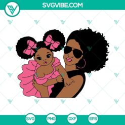Afro Mom and Baby SVG file depicting a Black Woman and African American child. Ideal for digital crafting projects.