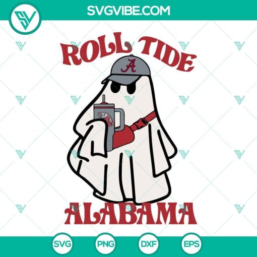 alabama crimson tide boo jee ghost svg roll tide ghost drinking stanley tumbler svg png dxf eps files 7 mockup