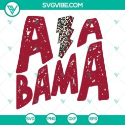 Alabama Leopard Lightning Bolt SVG design in SVG, PNG, DXF, EPS formats for crafting projects. Alabama state silhouette with stylish leopard print.