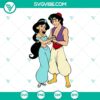 Aladdin and Princess Jasmine SVG images, featuring Aladdin and Jasmine characters in detailed file for digital use.
