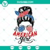 Messy bun and American flag sunglasses SVG design for patriotic American girls.
