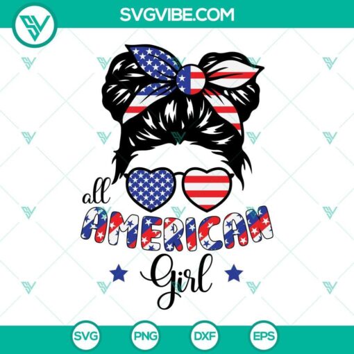 all american girl svg messy bun kidlife american flag svg 4th of july girl usa flag svg 9 mockup