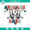 Retro American Babe Skeleton Hand SVG with Groovy Hippie Vibes ideal for 4th of July celebrations. Perfect for crafting and designing.