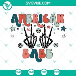 Retro American Babe Skeleton Hand SVG with Groovy Hippie Vibes ideal for 4th of July celebrations. Perfect for crafting and designing.