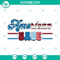 American Babe SVG Download with Retro US Flag Images for Independence Day celebration. Happy and patriotic design.