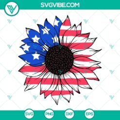 4th Of July, SVG Files, American Flag Sunflower SVG Image, Patriotic USA 2