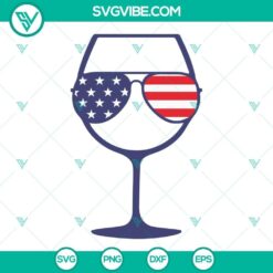 Patriotic American Flag wine glass SVG files, perfect for 4th of July crafting projects. Ideal for patriotic-themed designs.