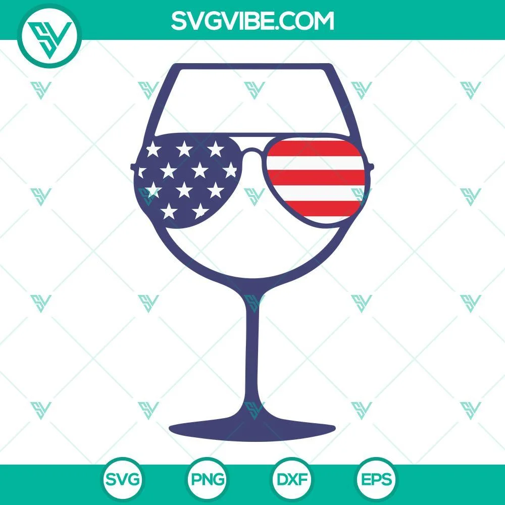 4th Of July, SVG Files, American Flag Wine Glass SVG Files, Patriotic America 1