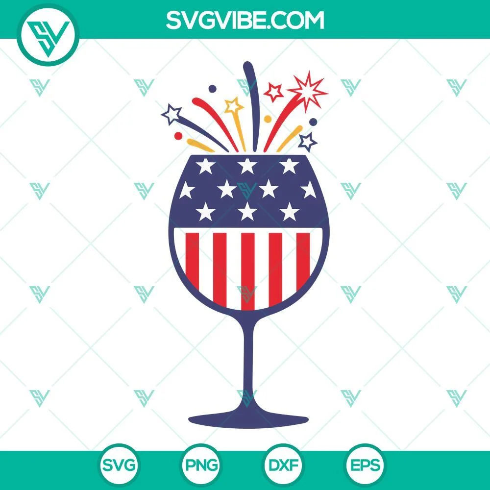 4th Of July, SVG Files, American Flag Wine Glass SVG Files, Patriotic America 2