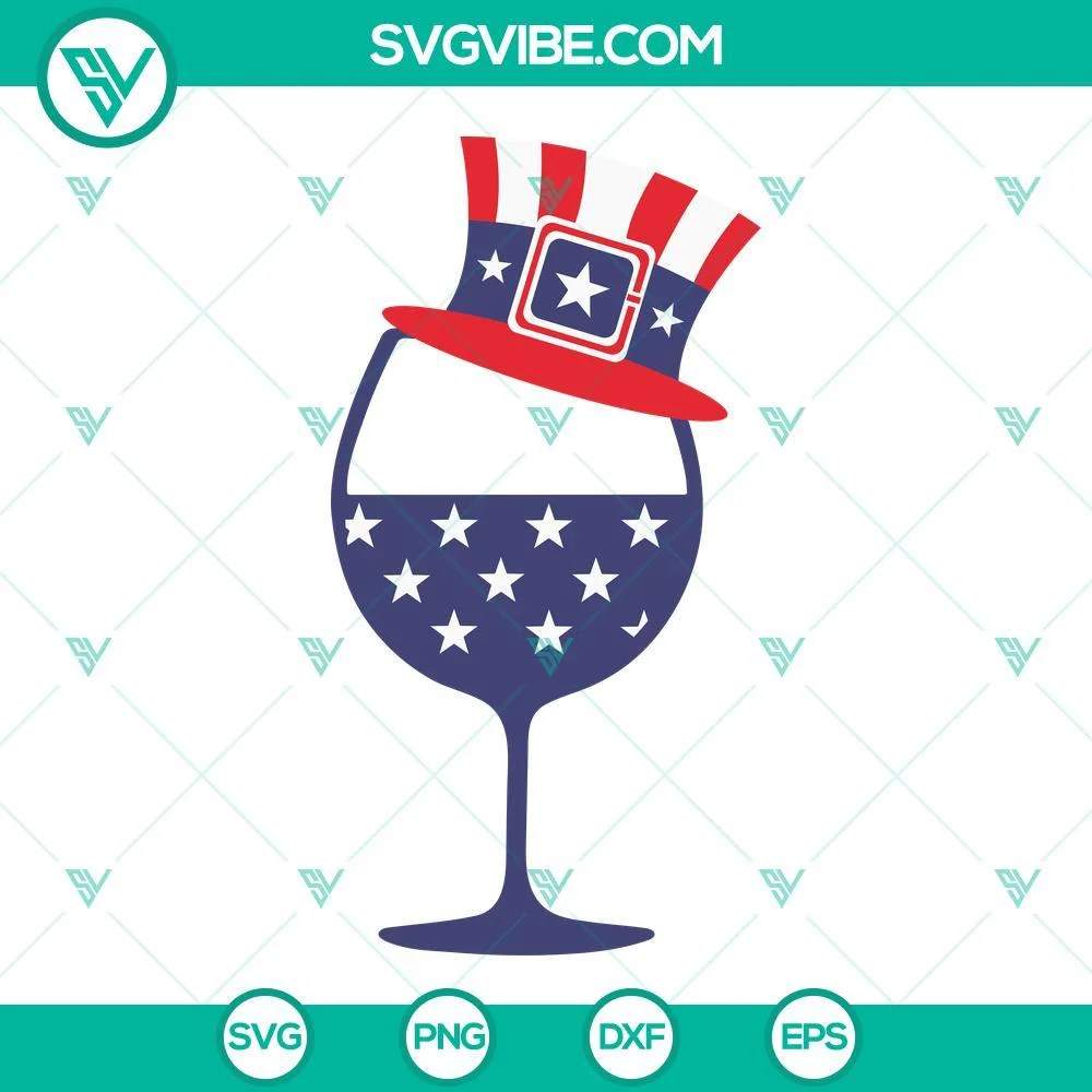 4th Of July, SVG Files, American Flag Wine Glass SVG Files, Patriotic America 3