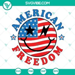 American freedom smiley face with USA flag and 4th of July design in SVG format.