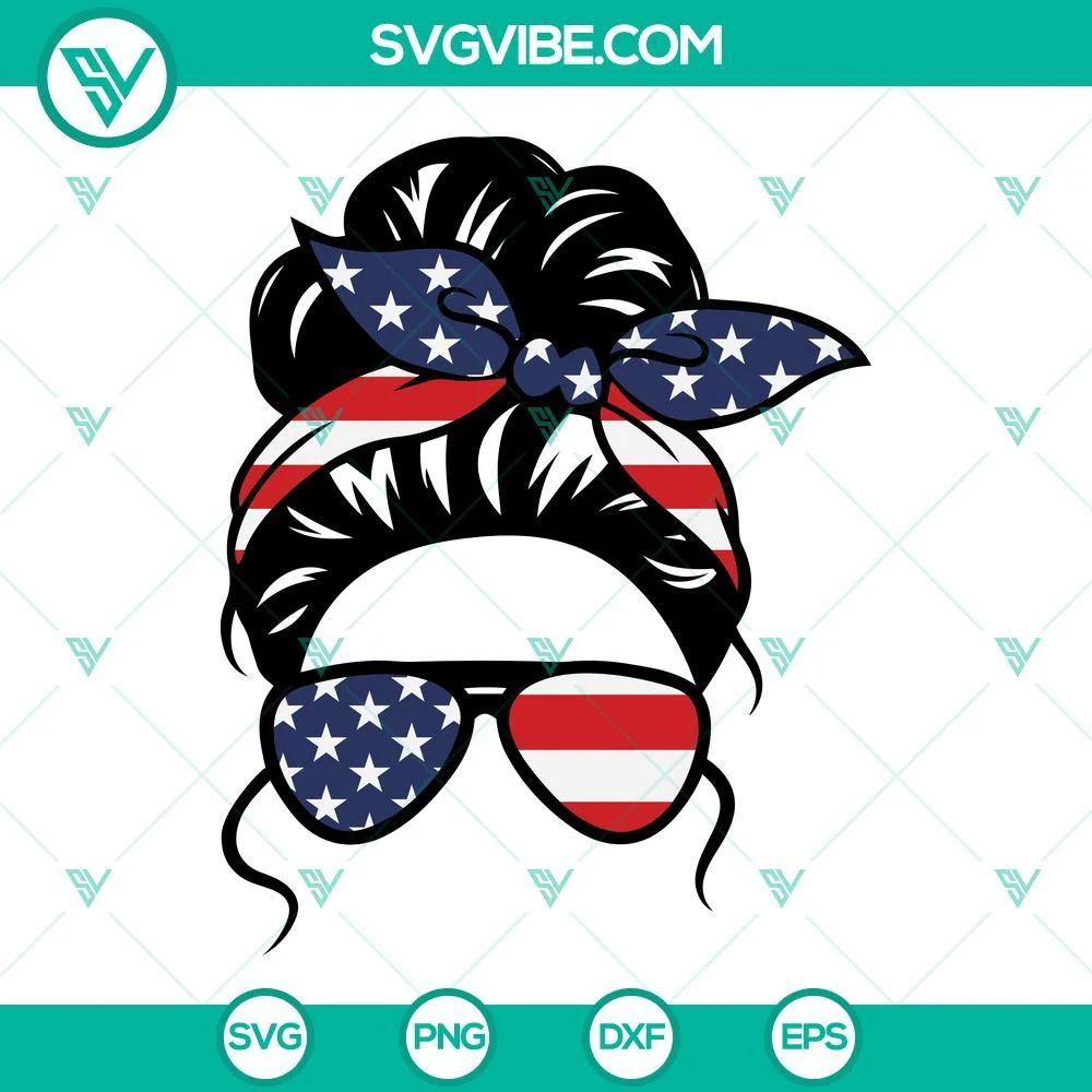 4th Of July, SVG Files, American Mom Life Kid Life SVG File, USA Flag Bandana 1