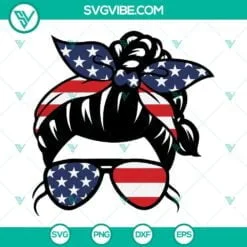 american mom life kid life svg usa flag bandana mom life svg 4th of july messy bun svg kid life svg 9 mockup