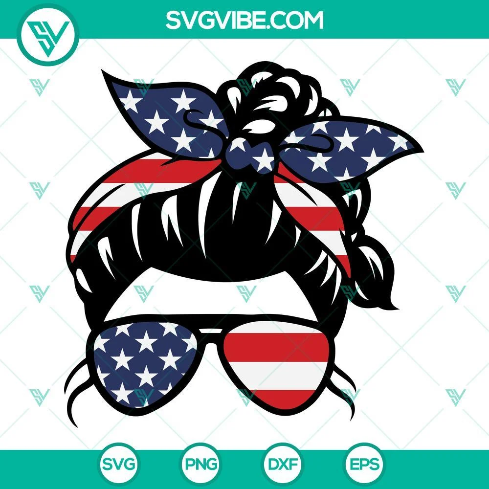 4th Of July, SVG Files, American Mom Life Kid Life SVG File, USA Flag Bandana 2